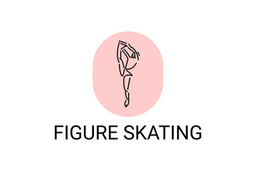 Figure skating vector line icon. dance, practice Figure skating. sport dance pictogram illustration.