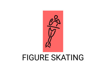 Figure skating vector line icon. dance, practice Figure skating. sport dance pictogram illustration.