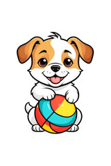 Naklejka premium Cute dog playing ball illustration
