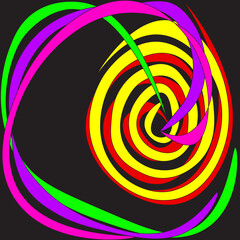 colorful abstract spiral with semi-loose ribbon lines