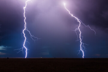 lightning strikes in a thunderstorm