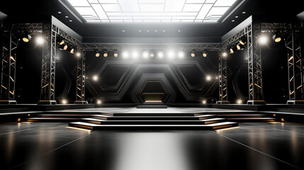 Interior Aluminum truss Stage and Lighting Design for all event - obrazy, fototapety, plakaty
