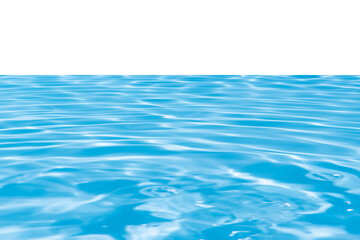 Naklejka premium Water surface. Bluewater waves on the surface ripples blurred. Defocus blurred transparent blue colored clear calm water surface texture with splash and bubbles. Water waves with shining pattern.