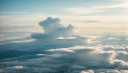 Naklejka premium A view of clouds from an airplane. Generative AI.