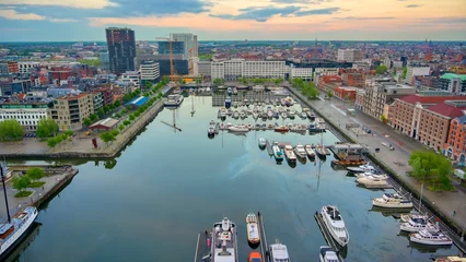 Fotobehang 4K Photograph Capture: Antwerp's Port, located in Belgium © Rossi