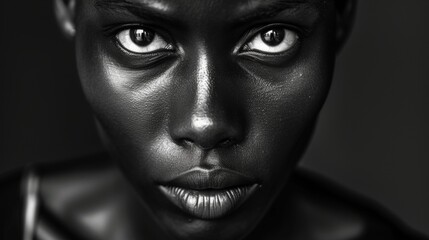 Powerful and Captivating Black and White Portrait of a Person's Dramatic Facial Features