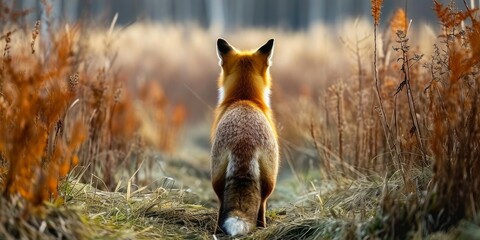 Red fox seen from behind, Generative AI 