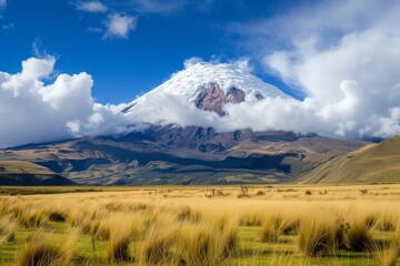Fototapeta premium Exploring the Majestic Chimborazo: Ecuador's Iconic Volcano and Mountain. Generative AI