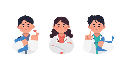 Cute hospital doctor character vector illustration.