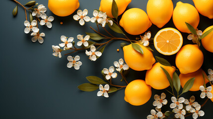 Obraz premium Yuzu orange pattern background and space for text , Photorealistic