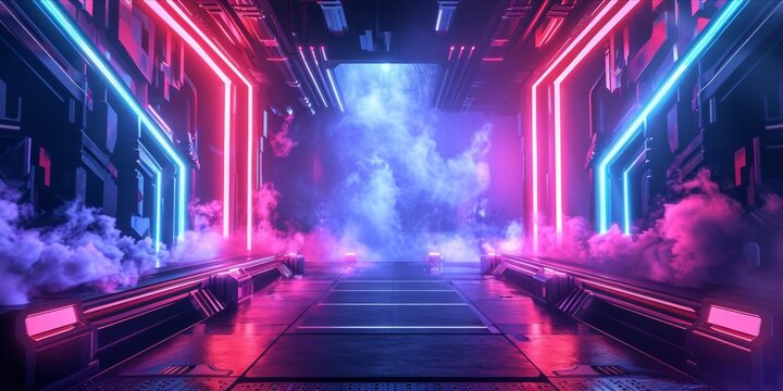 Futuristic esport background for gaming live streaming. Esport game tournament competition neon banner