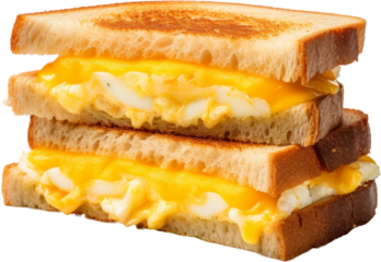 Egg and cheese sandwich isolated on white or transparent background