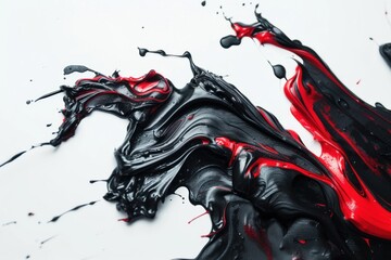  red and black Acrylic Paint Strokes on a Canvas Creating Artistic Texture