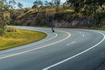 Riding a motorcycle on a highway