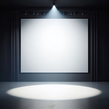 Empty white projection screen in spotlight © ST 3Design