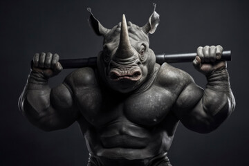 Fototapeta premium Formidable Rhino Lifting Weights