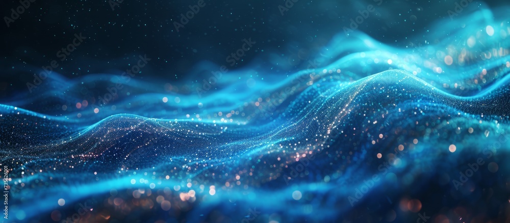 Poster abstract blue waves background with ocean patterns and flowing water textures for creative design pr