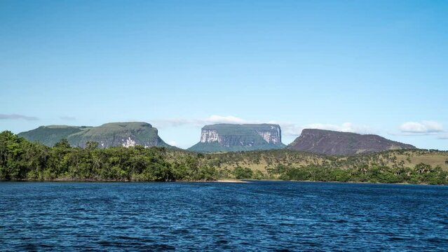 Time lapse of small Tepuis in Canaima National Park, Venezuela