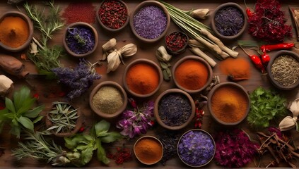 "Let our AI platform take you on a journey through the world of herbs and spices, with each image capturing the essence of a different type. From the delicate petals of lavender to the bold and fiery 