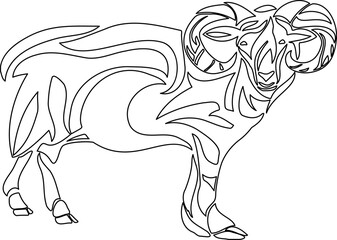 牡羊座の星座の線画イラスト