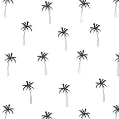 Seamless pattern, roller skates and palm trees.
