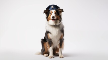 dog, Australian Shepherd in police uniform