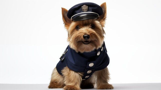dog, Australian Terrier in police uniform