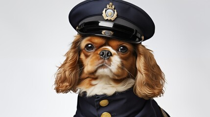 dog, Cavalier King Charles Spaniel in police uniform
