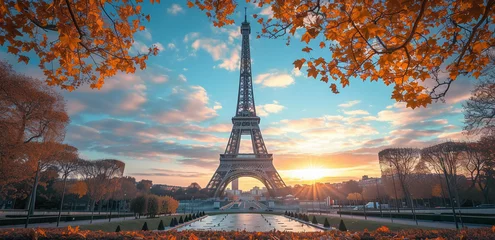 Schilderijen op glas Eiffel tower with a nice view © MAWLOUD