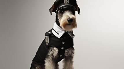 dog, Fox Terrier in police uniform