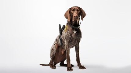 dog, German Shorthaired Pointer in police uniform