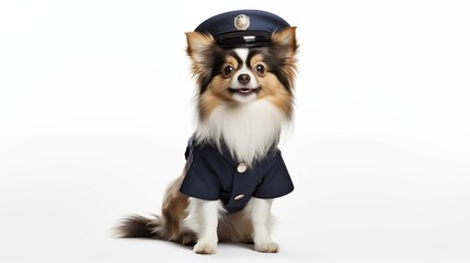 dog, Papillon in police uniform