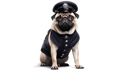 dog, Pug in police uniform