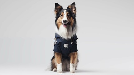 dog, Shetland Sheepdog in police uniform