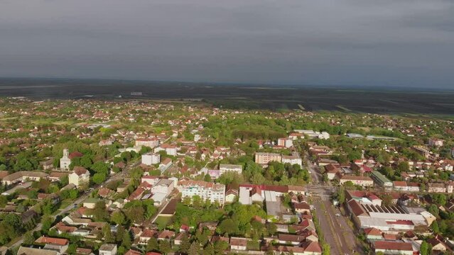 Aerial View of Small Suburban Town of Temerin