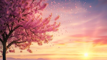 Obraz na płótnie Canvas Peaceful Cherry Blossom Tree in Bloom AI Generated.