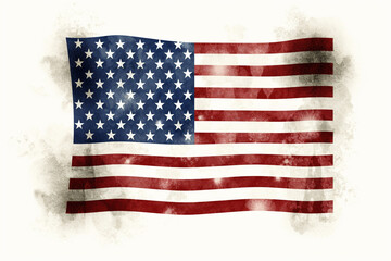 Fototapeta premium USA flag vintage style on white background