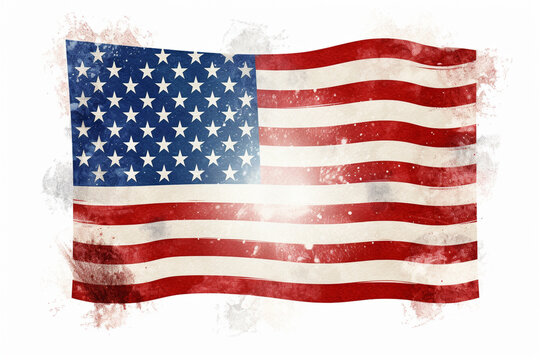 USA flag vintage style on white background
