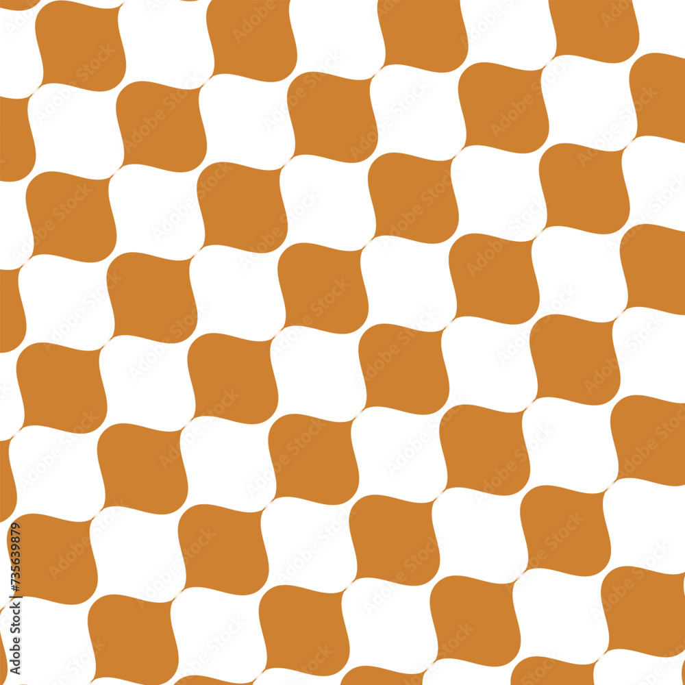 Poster abstract seamless repeatable bronze diagonal wave pattern on white.