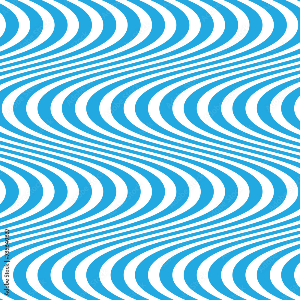 Poster abstract seamless repeatable blue smooth wave line pattern vector on white.