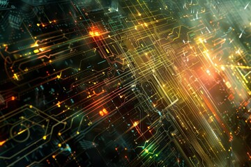 Fototapeta premium Abstract concept of a cyberspace circuit Visualizing the intricate connections and digital pathways of technology and data in a futuristic network