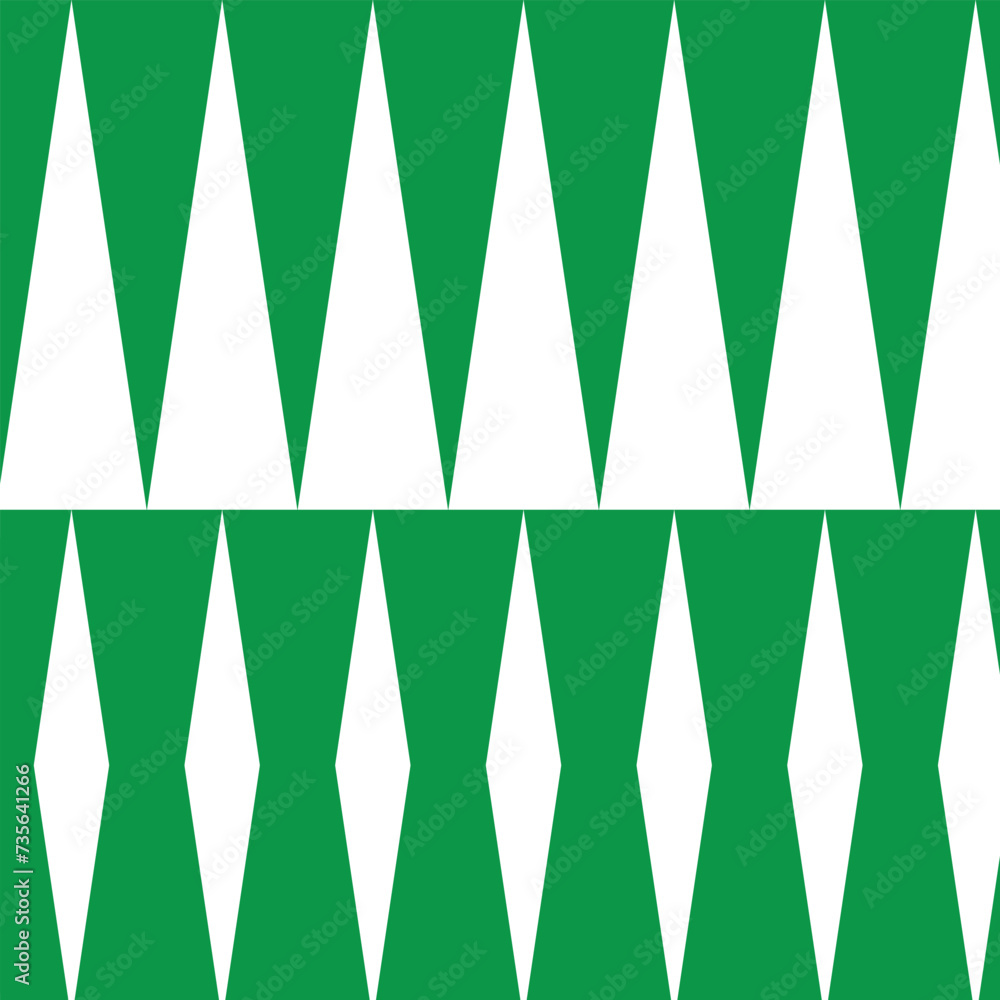 Poster abstract seamless repeatable green rhombus pattern on white.