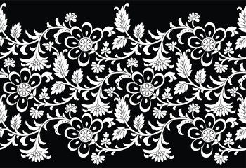 Seamless lacy vector floral border design