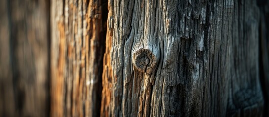 Detailed Close Up of a Beautiful Wooden Fence in a Rural Setting with Natural Texture and Grain Patterns