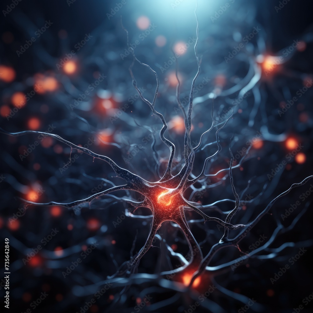 Poster a close up of a neuron. generative ai.