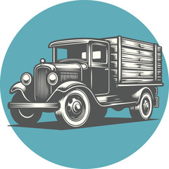 Truck engraving vector illustration