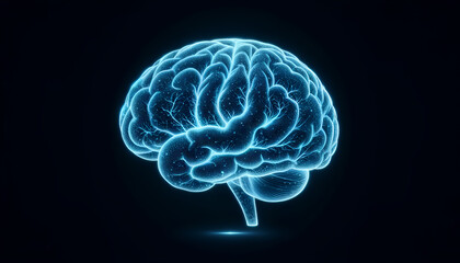 3D holographic brain illustration, glowing in the dark, symbolizing cutting-edge medical visualization.
Generative AI.