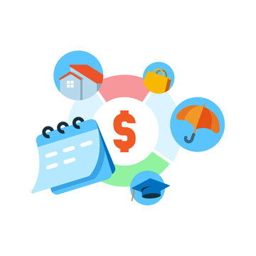 Budget allocation, Financial planning concept illustration flat design vector. modern graphic element for landing page ui, infographic, icon