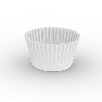 Pastry concept of white cup cake liners isolated on plain backgound , suitable for food project.