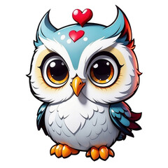cute little owl cartoon, Transparent background, Perfect for stickers and clothes